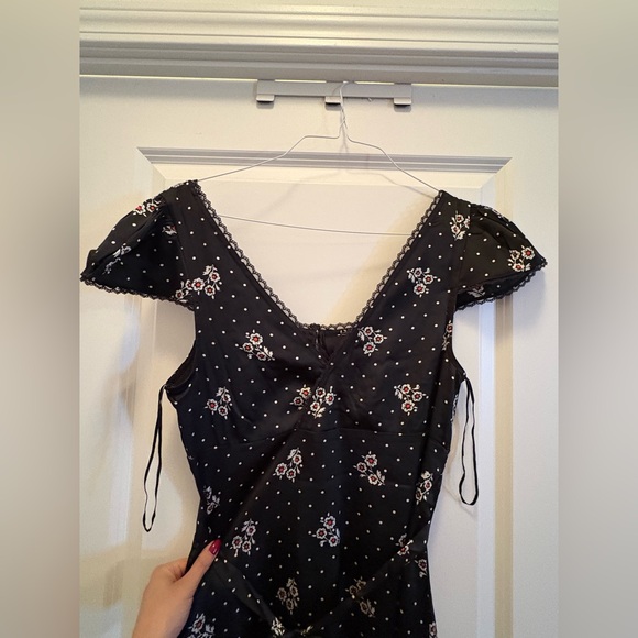 Free People Haven Midi Dress Black Combo Floral Embroidered Backless Size M NWT - Picture 10 of 16